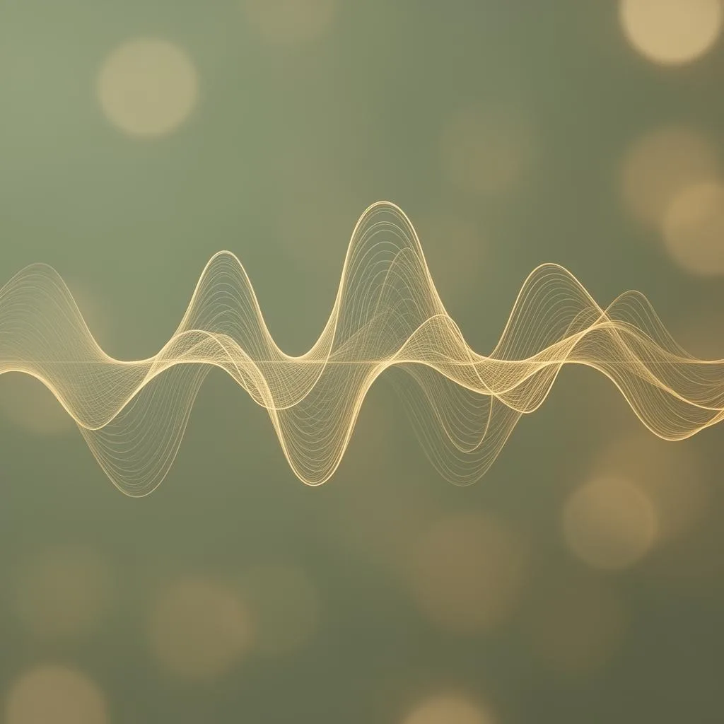 Abstract glowing neural wave pattern in sage and gold